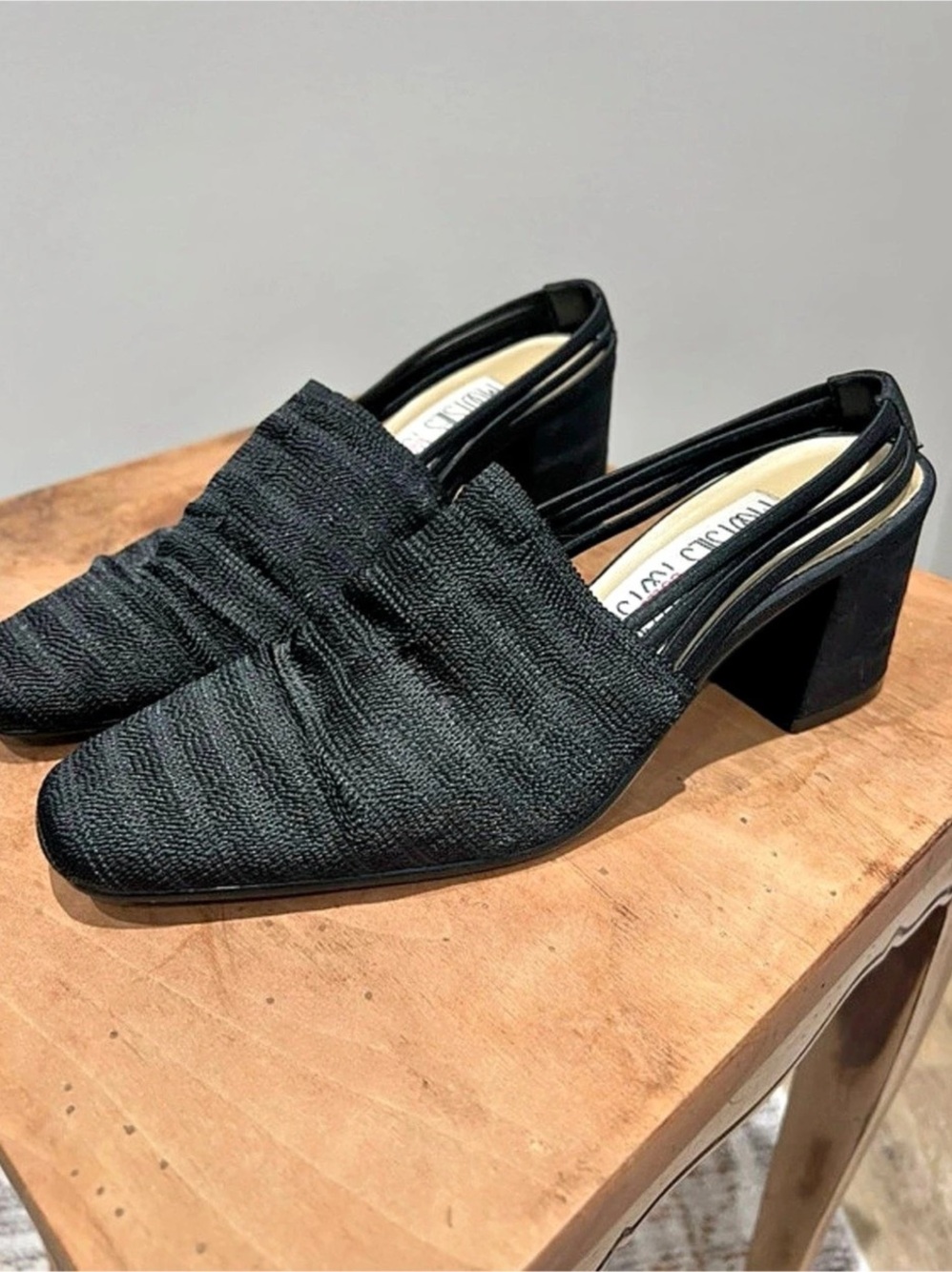 Vintage 90s/Y2K Mootsies Tootsies Black Block Heel Mules - Size 8M